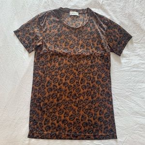 Coach leopard print mesh short sleeve t shirt med small